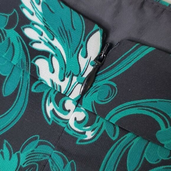 6 INC STRETCH CAREER POCKETS INTERNATIONAL CONCEPTS SKIRT GREEN BLACK MEDIUM - Picture 5 of 10